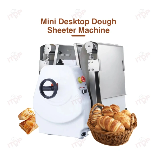 Electric Compact Countertop Mini Small Roll Tabletop Dough Sheeter Machine Bench Top Benchtop Potable Dough Pastry Sheeter