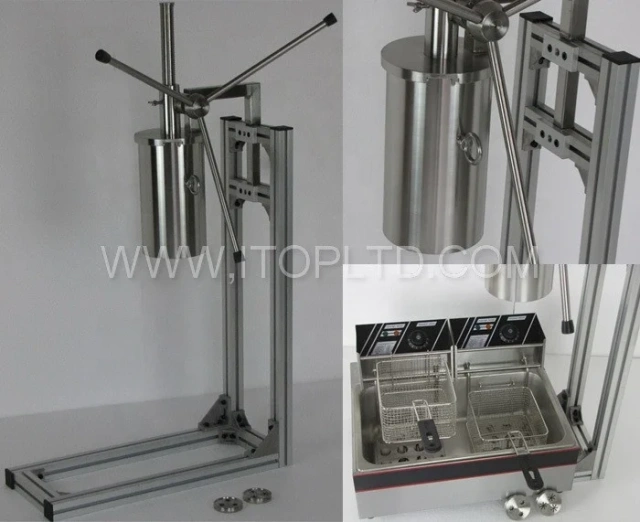 Wholesale 5l Manual Churrera Extruder Machine Hollow Churros Shaping Machine With Cutter Fryer 4 Pieces 3-nozzles-mold
