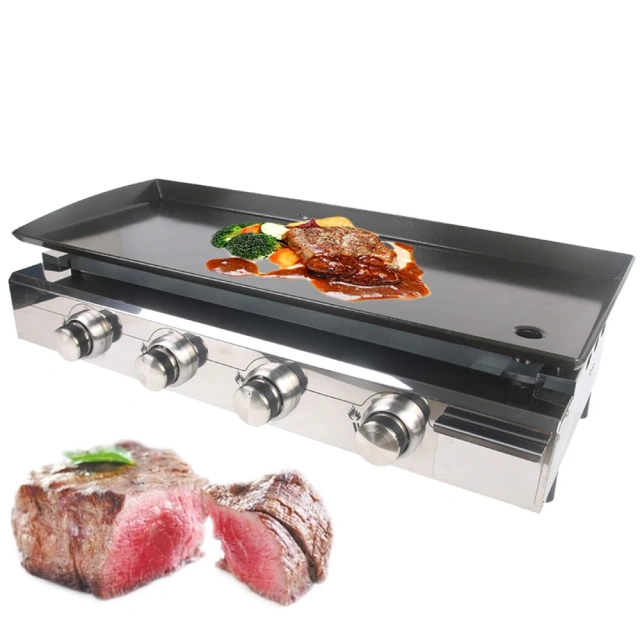 4 Burners Stainless Steel Gas Plancha Grill Wedding Party Bbq Machine Outdoor Gas Grill