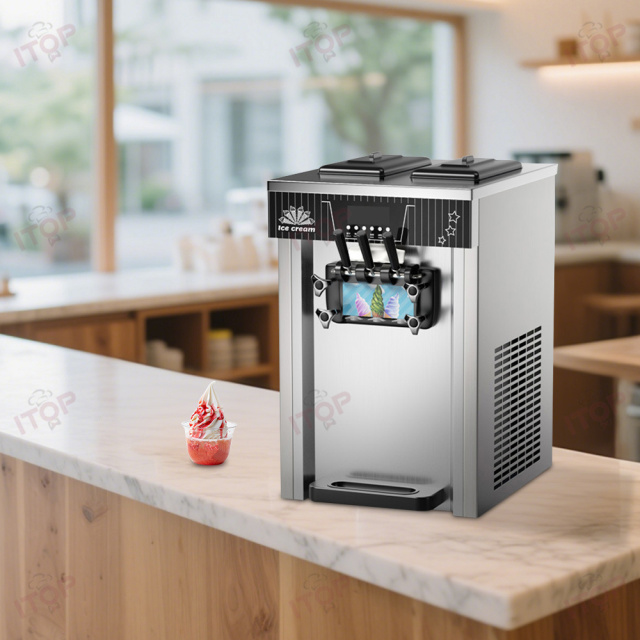 Commercial Soft Serve Ice Cream Machine Frozen Yogurt Ice Cream Maker With 2+1 Flavors Soft Serve Ice Cream Machine