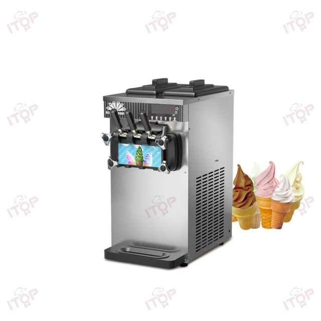 Automatic 3 Flavors Soft Icecream Making Commercial Ice Cream Machines For Business Milk Tea Shop Foodtruck Household
