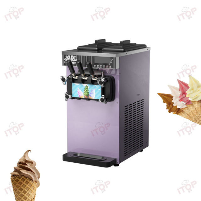 Automatic 3 Flavors Soft Icecream Making Commercial Ice Cream Machines For Business Milk Tea Shop Foodtruck Household