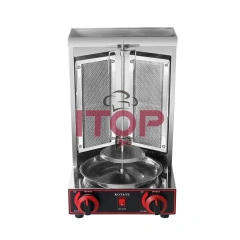 LPG NG Vertical Shawarma BBQ Grill Two Infrared Burners Gas Doner Kebab Maker Stainless Steel Shawarma Grill Machine