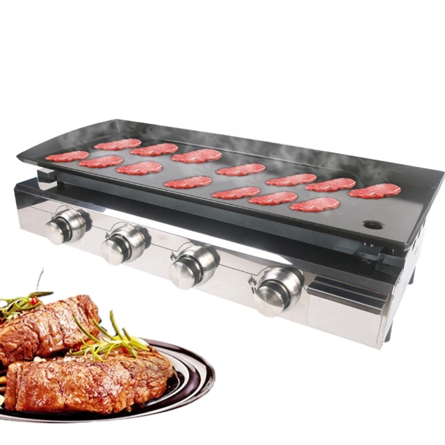 4 Burners Stainless Steel Gas Plancha Grill Wedding Party Bbq Machine Outdoor Gas Grill