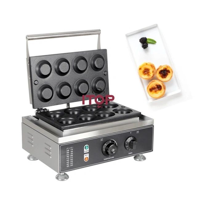 8 Pieces Waffles Cups Baker Tartlet Pie Forming Press Maker Egg Tart Shell Moulding Machine