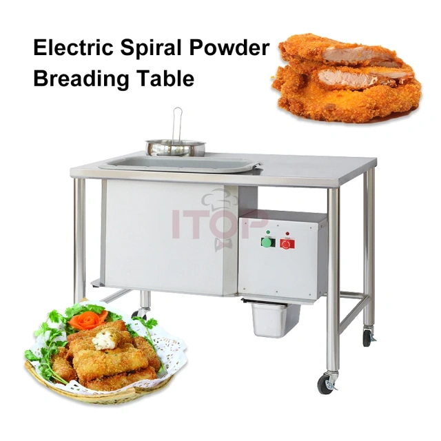 220v 110v Kfc Equipment Electric Breading Table Automatic Electric Powder Wrapping Chicken Breading Table