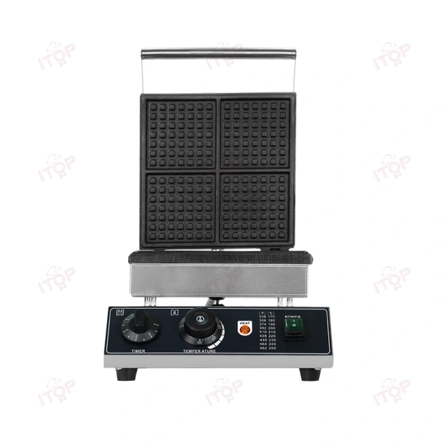 Non-stick 4-plate Electric Stainless Steel Breakfast Wafer Makers Commercial Egg Waffle Maker Machine