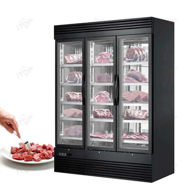 Dry Aging Refrigerator Three Glass Door Meat Dry Ager Cabinet Beef Dry Aging Refrigerator Meat Dry Ager Beef Refrigerator