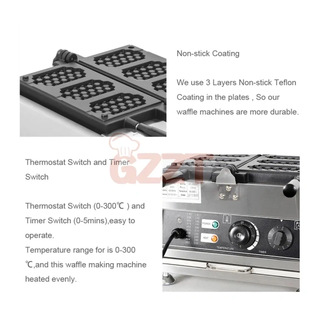 European Street Snack Waffle Maker Honeycomb Waffle Machine Commercial Electric Waffle Baker