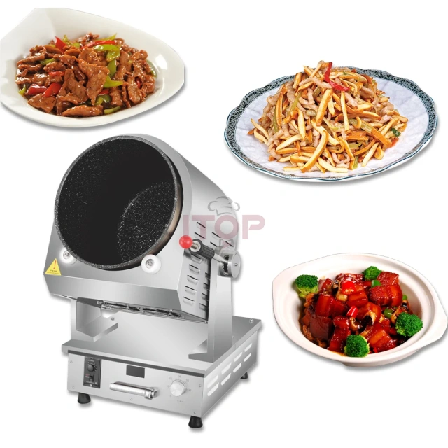 Drum Type Self Cooking Machine Egg Wok Rotating Frying Pan Restaurant Kitchen Wok Robot Fried Rice Machine