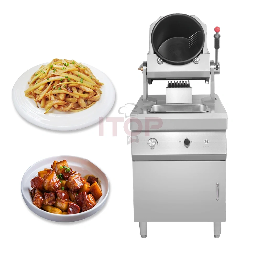 Commercial Gas Intelligent Automatic Fried Egg Cooking Machine Auto Drum Rotating Fried Rice Robot Wok