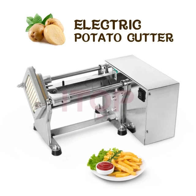 Electric Commercial Potato Chip Cutter French Fries Cutting Machine Stainless Steel Vegetable Fruit Shredding Slicer