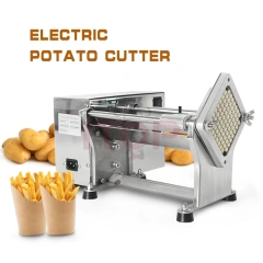 Electric Commercial Potato Chip Cutter French Fries Cutting Machine Stainless Steel Vegetable Fruit Shredding Slicer