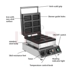 Oem Odm Electric 6pcs Honeycomb Waffle Pop Baker Rotating Nonstick 110v 220v Commercial Waffle Machine