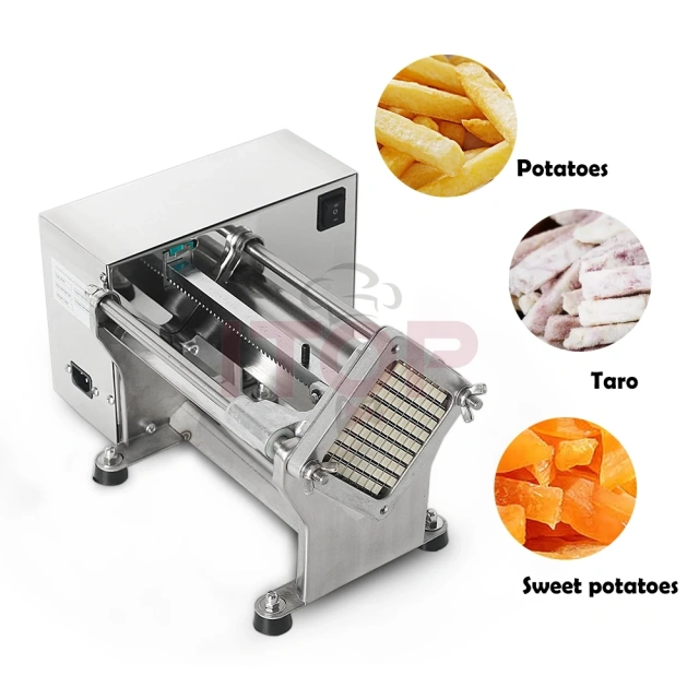 Electric Commercial Potato Chip Cutter French Fries Cutting Machine Stainless Steel Vegetable Fruit Shredding Slicer