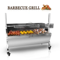 Outdoor Large Stainless Steel Hog Lamb Charcoal Barbeque Bbq Rotisserie Spit Roaster with 40kg Electric Motor Grill