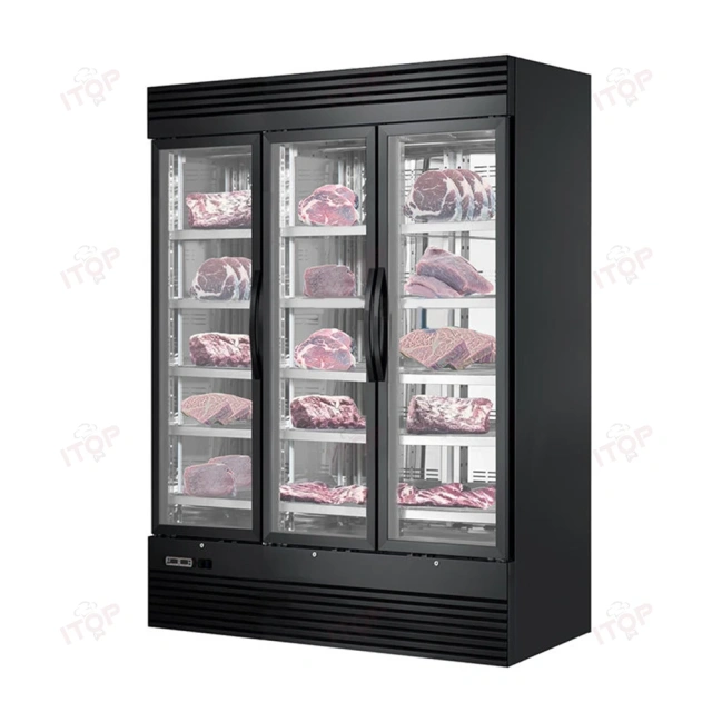 Dry Aging Refrigerator Three Glass Door Meat Dry Ager Cabinet Beef Dry Aging Refrigerator Meat Dry Ager Beef Refrigerator
