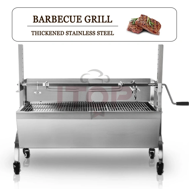 Outdoor Large Stainless Steel Hog Lamb Charcoal Barbeque Bbq Rotisserie Spit Roaster with 40kg Electric Motor Grill