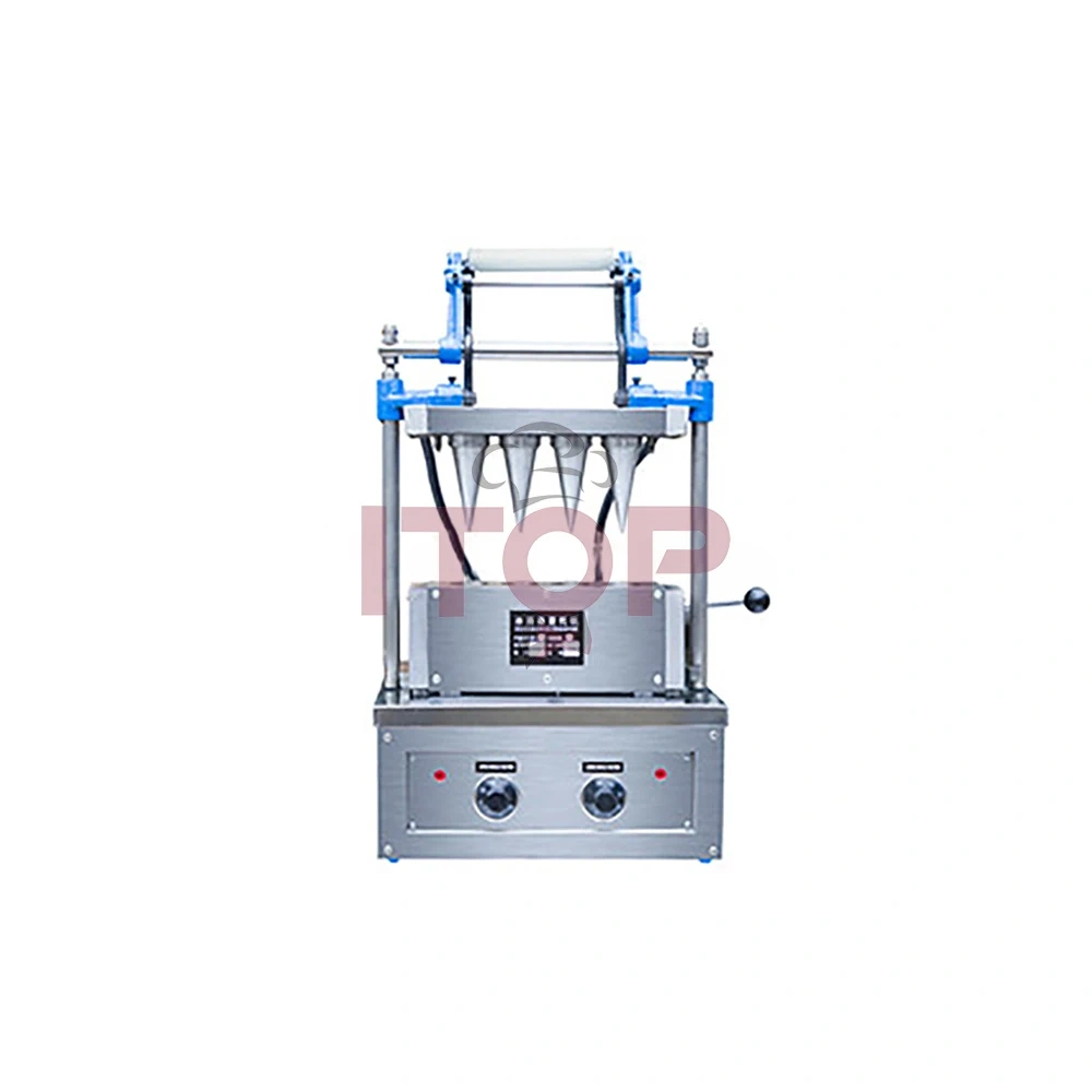 Ice Cream Cone Waffle Maker 4 Heads Crispy Egg Icecream Cone Automatic 100-200pcs/h Edible Waffle Cup Maker Machine