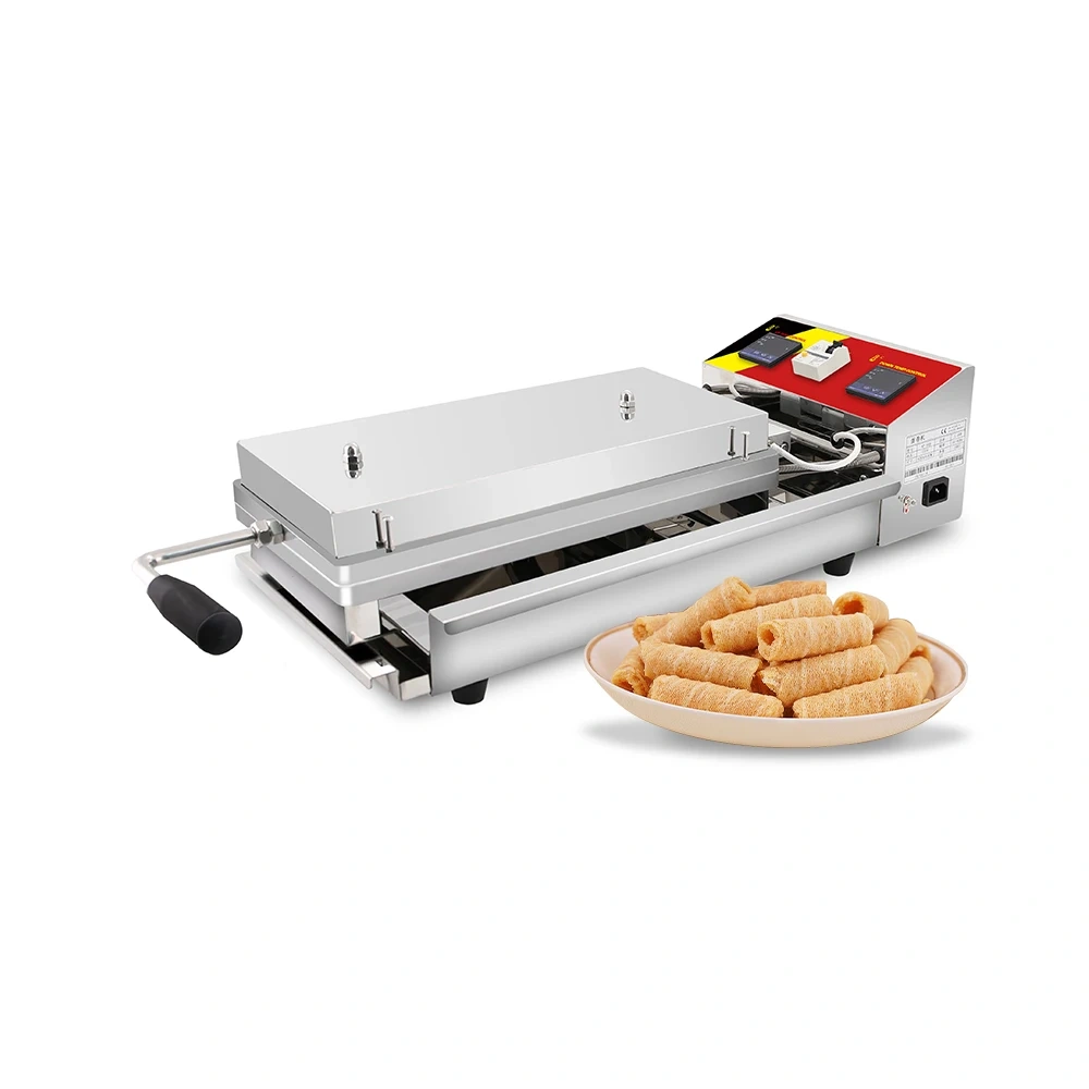 Electric Hot Crisp Egg Roll Roller Biscuit Maker Digital Commercial Spring Egg Roll Wrapper Making Machine