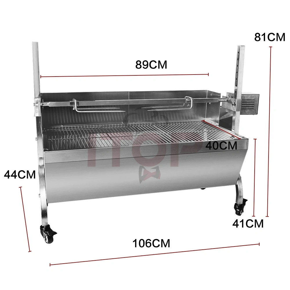 Outdoor Large Stainless Steel Hog Lamb Charcoal Barbeque Bbq Rotisserie Spit Roaster with 40kg Electric Motor Grill