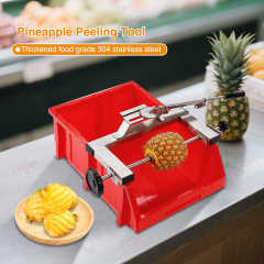 304 Stianless Steel Hand Crank Pineapple Peeling Machine Manual Pineapple Peeler With plastic basket