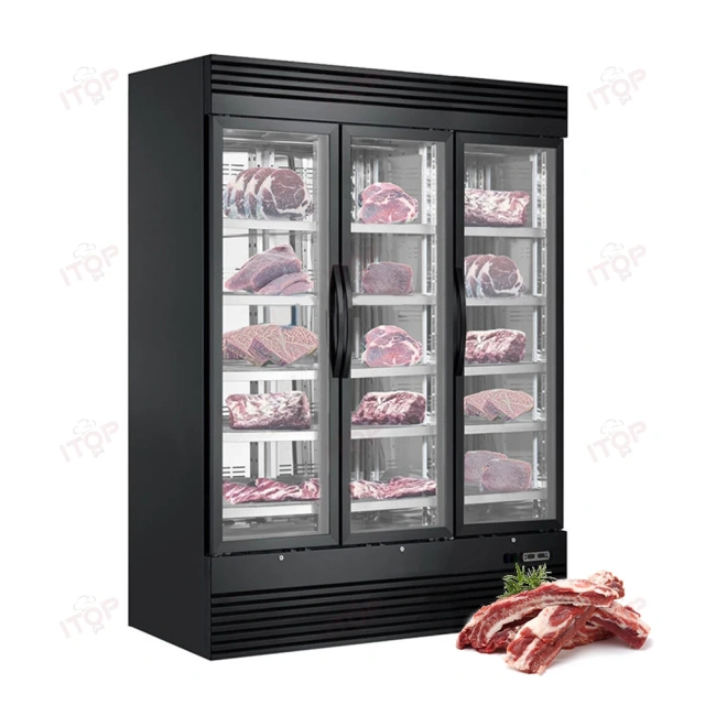 Dry Aging Refrigerator Three Glass Door Meat Dry Ager Cabinet Beef Dry Aging Refrigerator Meat Dry Ager Beef Refrigerator