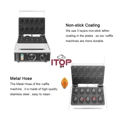 10 Pcs Commercial Electric Egg Cake Oven Bubble Breakfast Abalone Waffle Maker