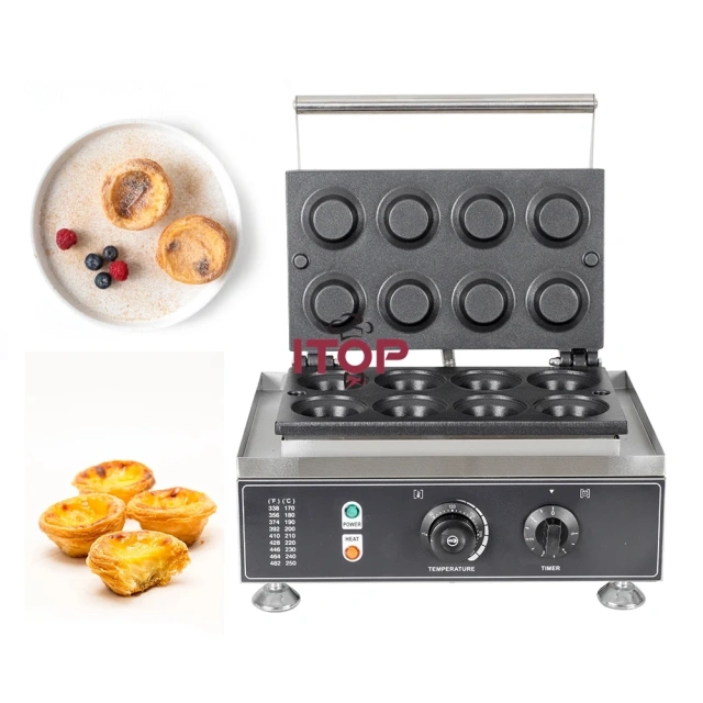 8 Pieces Waffles Cups Baker Tartlet Pie Forming Press Maker Egg Tart Shell Moulding Machine