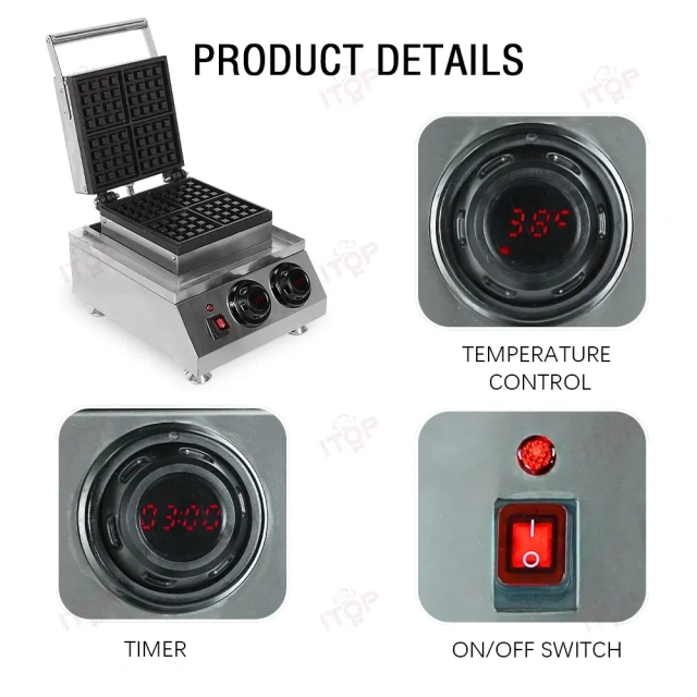 Commercial Digital Controller Electric Custom Plate Waffle Maker Egg Wafer Making Machine