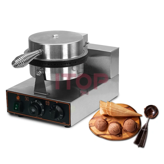 Ice Cream Waffle Cone Machine Egg Roll Waffle Iron Baker Non-stick Crispy Crepe Baking Cake Oven