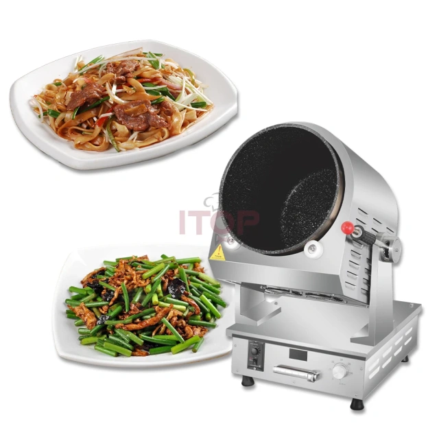 Drum Type Self Cooking Machine Egg Wok Rotating Frying Pan Restaurant Kitchen Wok Robot Fried Rice Machine