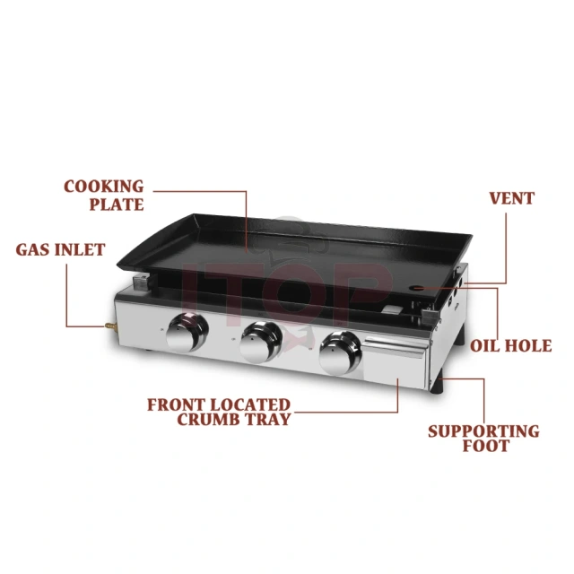 Outdoor Portable Table Top 7500W Barbecue Panini Stainless Steel Machine Gas Plancha Bbq Grill