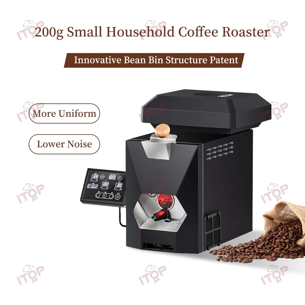 200g Automatic Commercial Bean Roast Machine Small Direct Fire Cafe Bean Baking Machine 9 Baking Curves