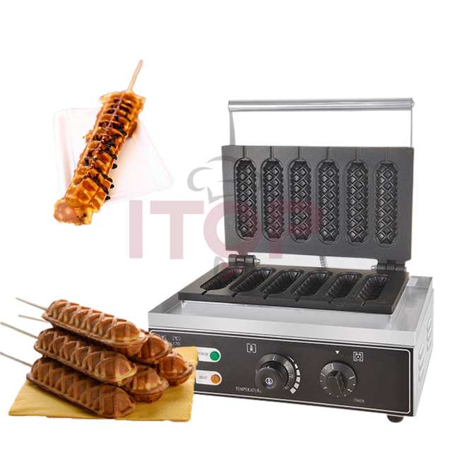 Stainless Steel Commercial Electric Crispy French Muffin Corn Dog Waffle Maker Machine Milk Crisp Stick Shapes Waffle Maker