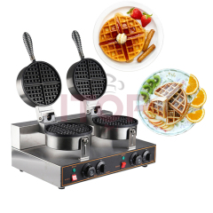Stainless Steel Body Double Groups Electric Waffle Machine Commercial Belgian Waffle Maker