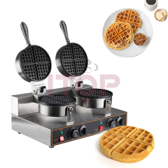 Stainless Steel Body Double Groups Electric Waffle Machine Commercial Belgian Waffle Maker