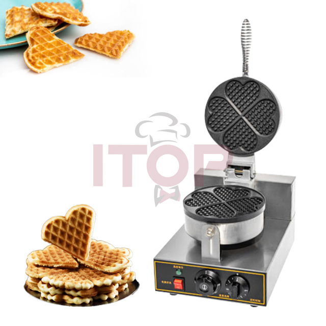 Single Head Commercial Belgian Rotary Waffle Baking Machine Heart Shaped Wafer Maker
