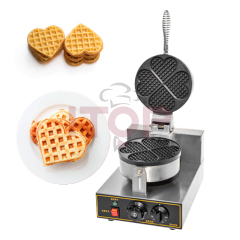 Single Head Commercial Belgian Rotary Waffle Baking Machine Heart Shaped Wafer Maker