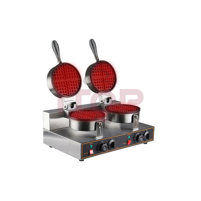 Stainless Steel Body Double Groups Electric Waffle Machine Commercial Belgian Waffle Maker