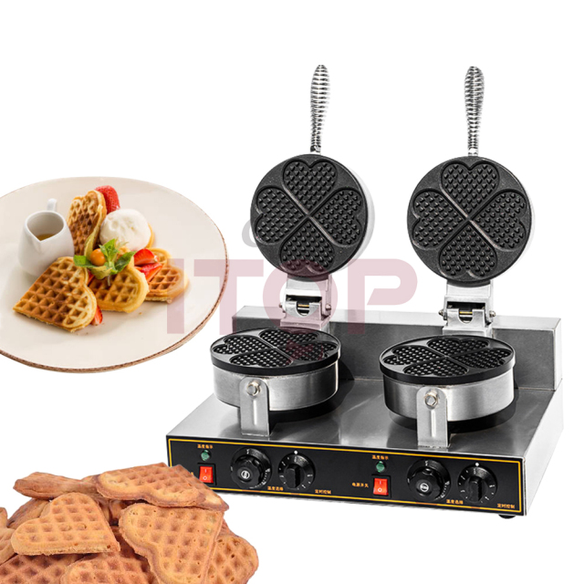 220v 110v Commercial Digital 2-plate Heart Shaped Egg Waffle Maker Machine Double Heating Bubble Waffle Maker
