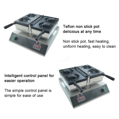 Digital Non-stick Coating Baking Pan Bear Shaped Biscuit Ice Cream Cone Waffle Cookie Making Machine