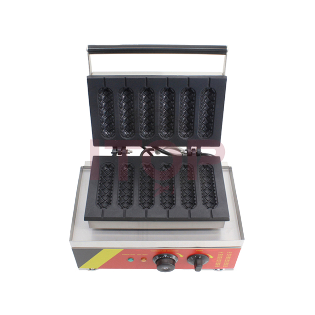 6 Pieces Crispy Corn Hot Dog Waffle Maker Non-stick French Muffin Sausage Machine Commercial Electric Waffle Dog Baker