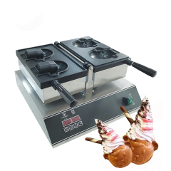 Digital Non-stick Coating Baking Pan Bear Shaped Biscuit Ice Cream Cone Waffle Cookie Making Machine