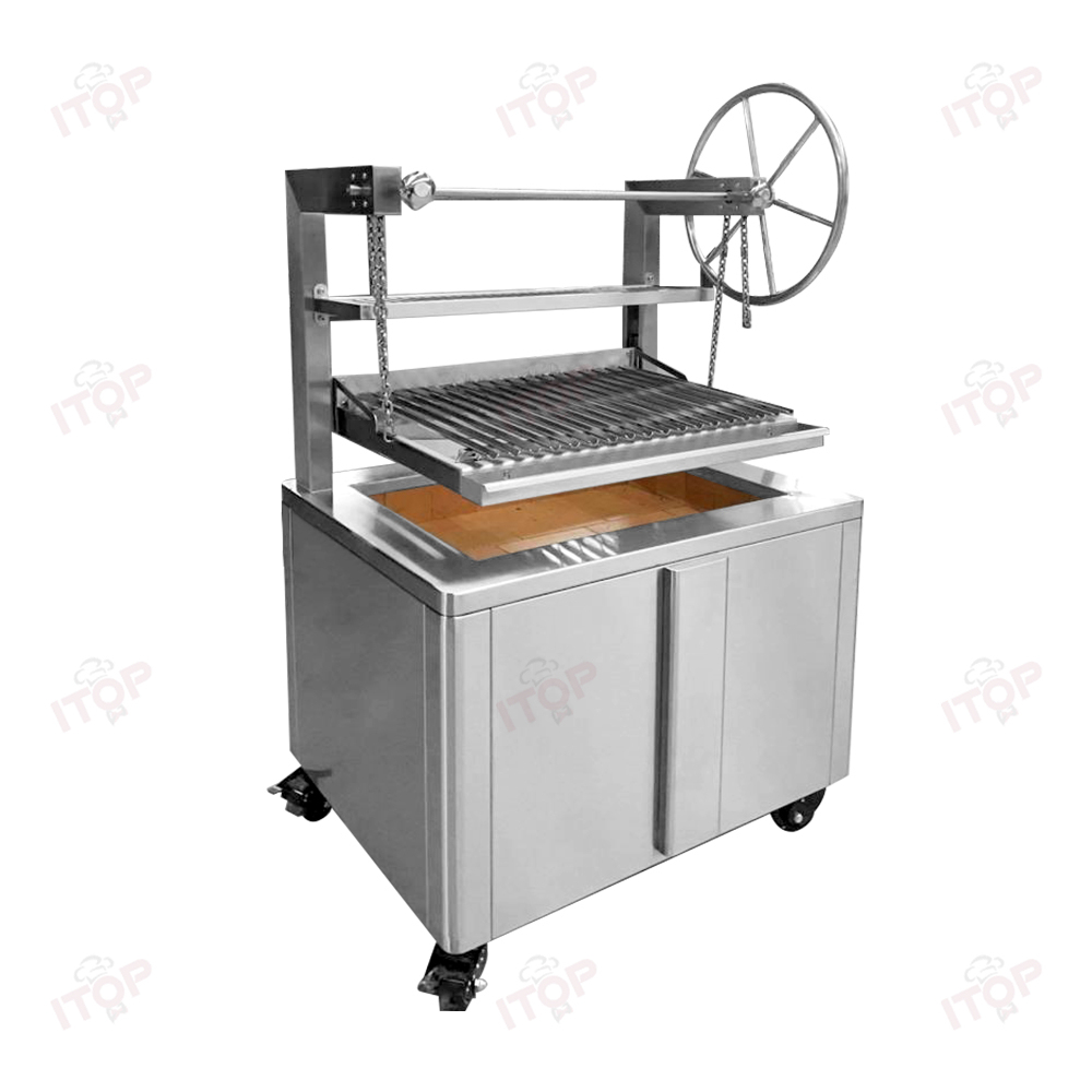 Santamaria Argentine Bbq Grill 304 Stainless Steel Outdoor Fruit Wood Charcoal Beef Steak Grill With High Temperature Up To 800℃