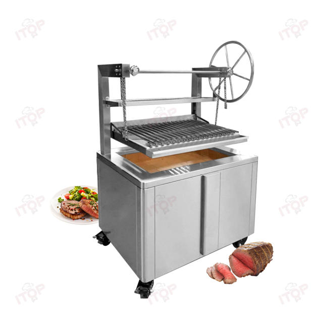 Santamaria Argentine Bbq Grill 304 Stainless Steel Outdoor Fruit Wood Charcoal Beef Steak Grill With High Temperature Up To 800℃