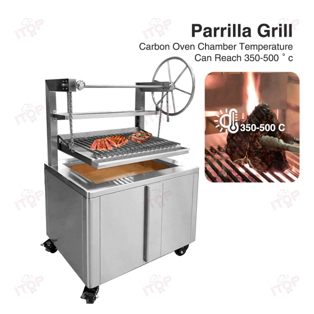 Santamaria Argentine Bbq Grill 304 Stainless Steel Outdoor Fruit Wood Charcoal Beef Steak Grill With High Temperature Up To 800℃