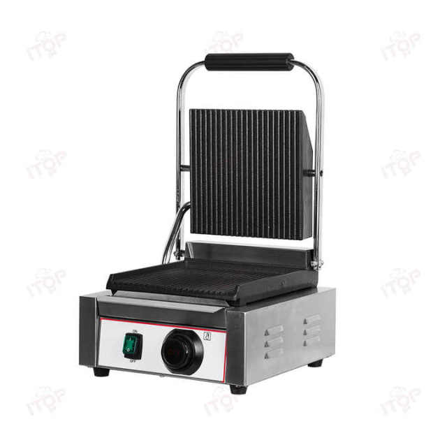 Single Head Jog Dial Panini Griller Sandwich Maker Flat Groove Contact Grill Commercial Griddle Machine