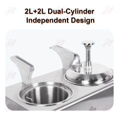 Upgrade Model Commercial Electric Sauce Warmer 2l+2l Nacho Cheese Warmer Dispenser Single Head Fruit Jam Warmer Pump Dispenser