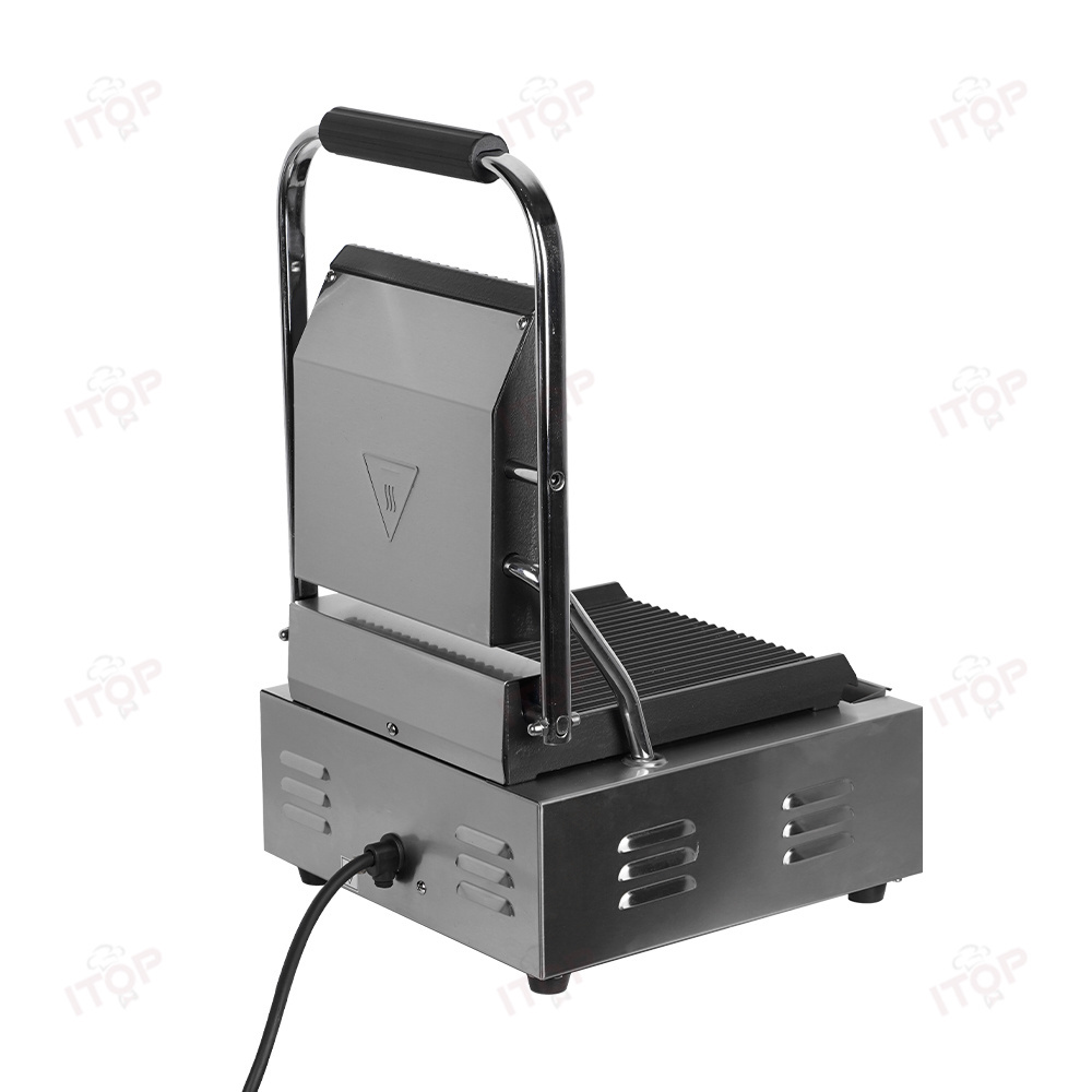 Single Head Jog Dial Panini Griller Sandwich Maker Flat Groove Contact Grill Commercial Griddle Machine